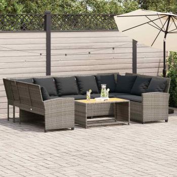 ARDEBO.de - Gartensofa mit Kissen Grau Poly Rattan