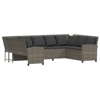 Gartensofa mit Kissen Grau Poly Rattan