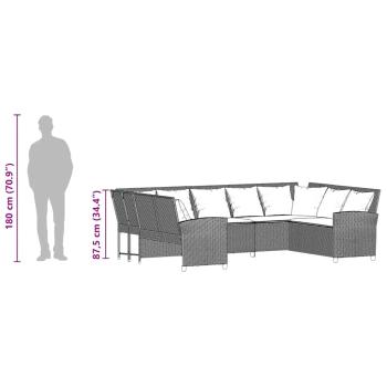 Gartensofa mit Kissen Grau Poly Rattan