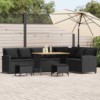 ARDEBO.de - 4tlg. Garten-Sofagarnitur mit Kissen L-Form Schwarz Poly Rattan