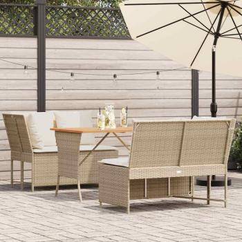 ARDEBO.de - 3-tlg. Garten-Sofagarnitur mit Kissen Beige Poly Rattan