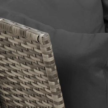 5-tlg. Garten-Sofagarnitur mit Kissen Grau Poly Rattan