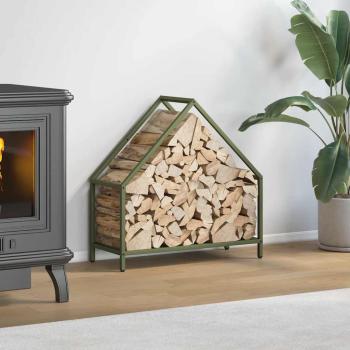 ARDEBO.de - Brennholzregal Olivgrün 60x25x60 cm Kaltgewalzter Stahl