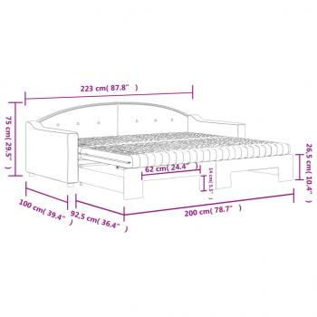 Tagesbett Ausziehbar mit Matratzen Creme 90x200 cm Stoff