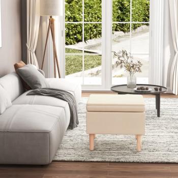 ARDEBO.de - Hocker mit Holzbeinen Creme Stoff