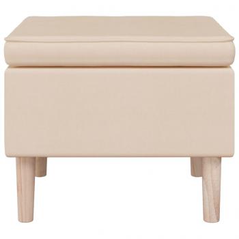Hocker mit Holzbeinen Creme Stoff