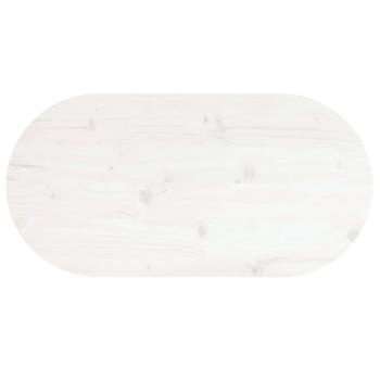 Tischplatte Weiß 70x35x2,5 cm Massivholz Kiefer Oval