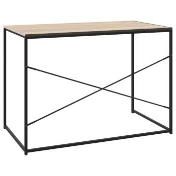 Computertisch Schwarz und Eiche-Optik 110x60x70cm Holzwerkstoff