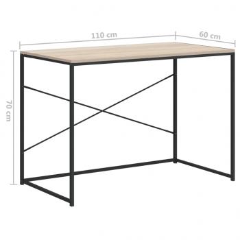 Computertisch Schwarz und Eiche-Optik 110x60x70cm Holzwerkstoff