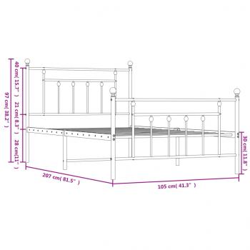 Bettgestell mit Kopf- und Fußteil Metall Weiß 100x200 cm