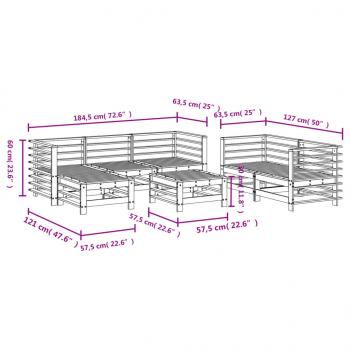 7-tlg. Garten-Lounge-Set Massivholz Kiefer