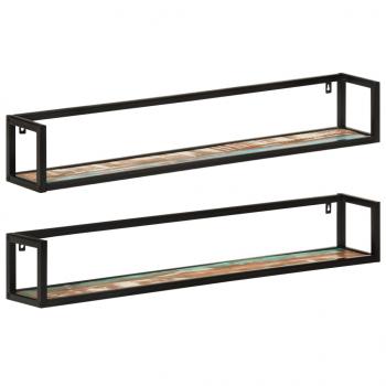 ARDEBO.de - Wandregale 2 Stk. 110x17x17 cm Altholz Massiv und Eisen
