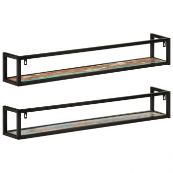 Wandregale 2 Stk. 110x17x17 cm Altholz Massiv und Eisen