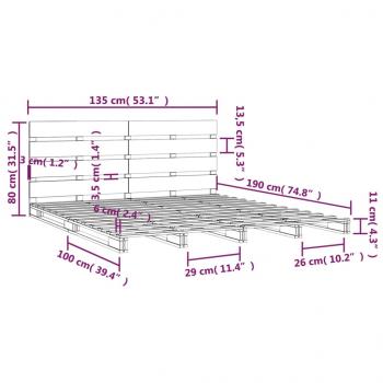 Massivholzbett ohne Matratze 135x190 cm Kiefernholz