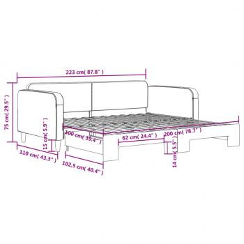 Tagesbett Ausziehbar Hellgrau 100x200 cm Stoff