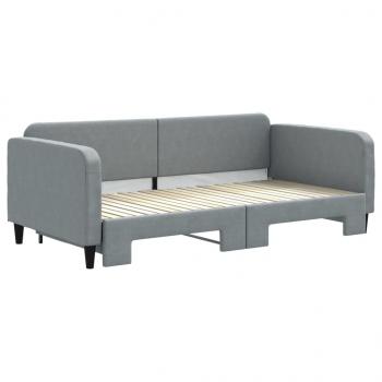 Tagesbett Ausziehbar Hellgrau 100x200 cm Stoff