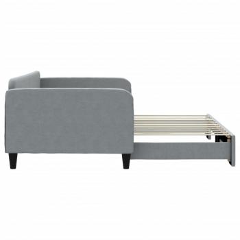 Tagesbett Ausziehbar Hellgrau 100x200 cm Stoff