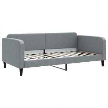 Tagesbett Ausziehbar Hellgrau 100x200 cm Stoff