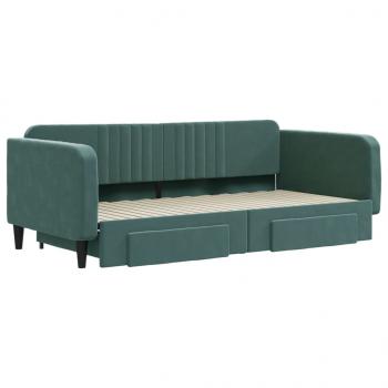 Tagesbett Ausziehbar mit Schubladen Dunkelgrün 100x200 cm Samt