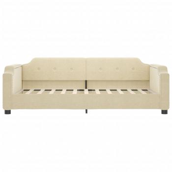 Tagesbett Ausziehbar mit Schubladen Creme 100x200 cm Stoff