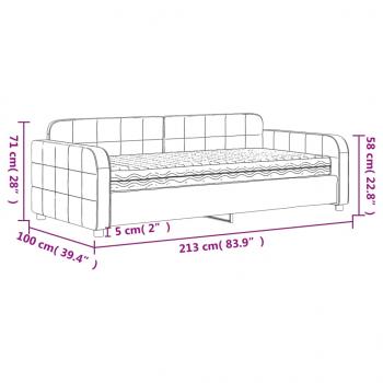 Tagesbett mit Matratze Hellgrau 90x190 cm Samt
