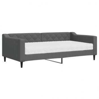 Tagesbett mit Matratze Dunkelgrau 90x190 cm Stoff