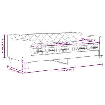 Tagesbett mit Matratze Dunkelgrau 90x190 cm Stoff