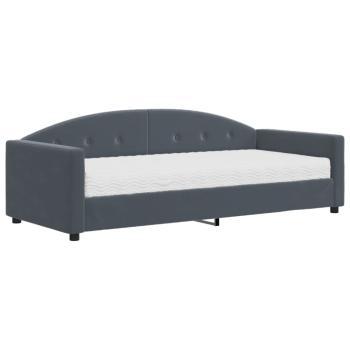 Tagesbett mit Matratze Dunkelgrau 90x190 cm Samt