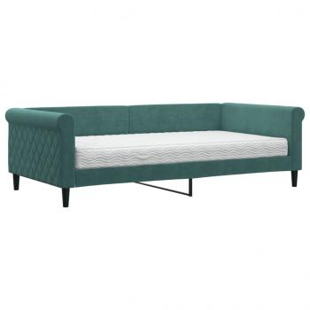 Tagesbett mit Matratze Dunkelgrün 100x200 cm Samt