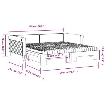 Tagesbett Ausziehbar mit Matratzen Dunkelgrün 100x200 cm Samt