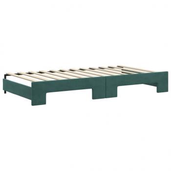 Tagesbett Ausziehbar mit Matratzen Dunkelgrün 100x200 cm Samt