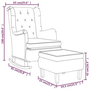 Schaukelsessel mit Hocker Creme Stoff