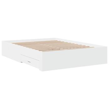 Bettgestell mit Schubladen Weiß 140x190 cm Holzwerkstoff