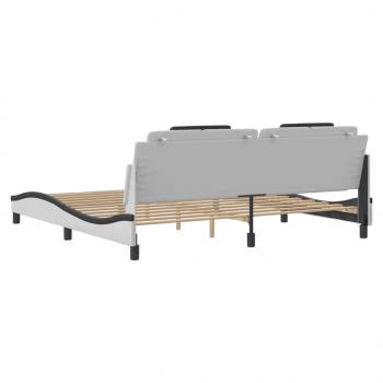 Bettgestell mit LED Weiß und Schwarz 200x200 cm Kunstleder