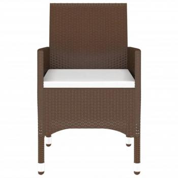 3-tlg. Bistro-Set Poly-Rattan und Hartglas Braun