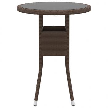 3-tlg. Bistro-Set Poly-Rattan und Hartglas Braun