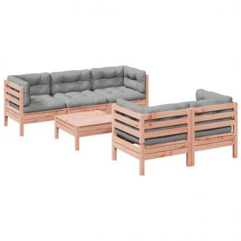 6-tlg. Garten-Sofagarnitur mit Kissen Massivholz Douglasie