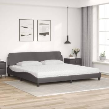 Bett mit Matratze Grau 200x200 cm Kunstleder