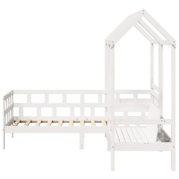Tagesbett Set mit Dach Weiß 80x200 cm Massivholz Kiefer