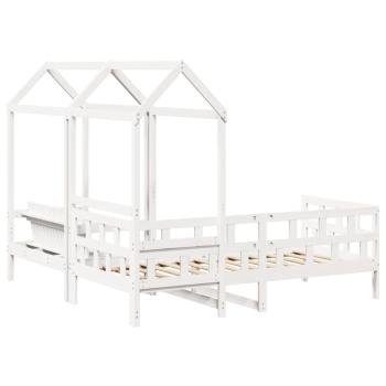 Tagesbett Set mit Dach Weiß 80x200 cm Massivholz Kiefer