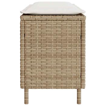 Gartenbank mit Kissen Beige 110x30x40,5 cm Poly Rattan