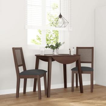 ARDEBO.de - Esszimmerstühle mit Kissen 2 Stk. Braun Massivholz Gummibaum