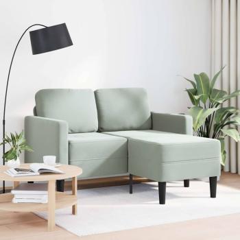 2-Sitzer-Sofa mit Chaiselongue L-Form Hellgrau 125 cm Samt
