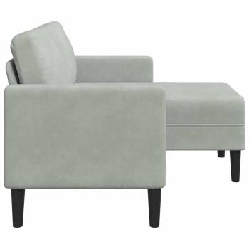 2-Sitzer-Sofa mit Chaiselongue L-Form Hellgrau 125 cm Samt