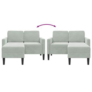 2-Sitzer-Sofa mit Chaiselongue L-Form Hellgrau 125 cm Samt