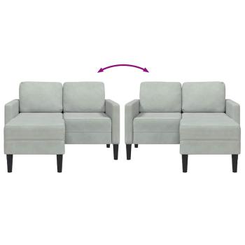 2-Sitzer-Sofa mit Chaiselongue L-Form Hellgrau 125 cm Samt