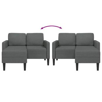 2-Sitzer-Sofa mit Chaiselongue L-Form Dunkelgrau 125 cm Stoff