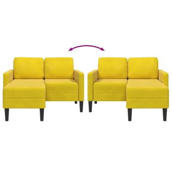 2-Sitzer-Sofa mit Chaiselongue L-Form Gelb 125 cm Samt