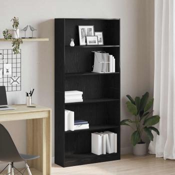 ARDEBO.de - Bücherregal Schwarz Eichen-Optik 80x24x176 cm Holzwerkstoff