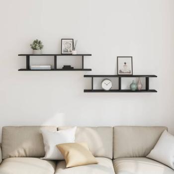 Wandregale 2 Stk. Schwarz Eichen-Optik 90x18x20cm Holzwerkstoff